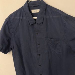Buck Mason Men’s Large Navy Linen Short Sleeve Casual Button Down